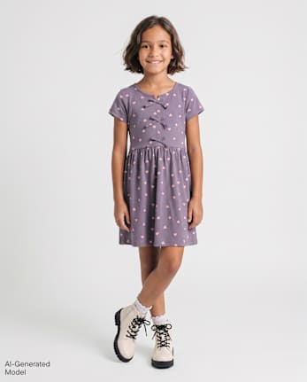 Robe à nœud en forme de cœur pour fille