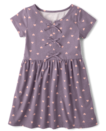 Girls Heart Bow Dress