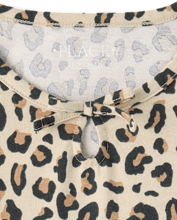 Girls Leopard Keyhole Dress
