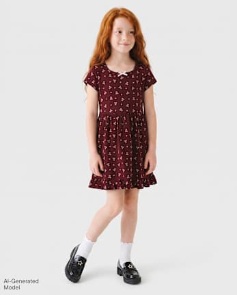 Girls Bear Ruffle Dress