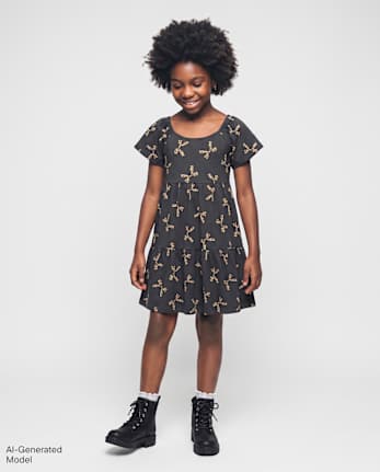 Robe à volants léopard pour fille