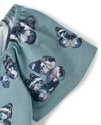 Girls Print Tiered Flutter Dress