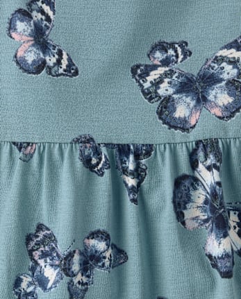 Girls Print Tiered Flutter Dress