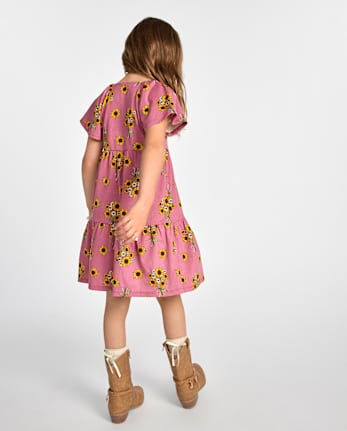 Girls Print Tiered Flutter Dress