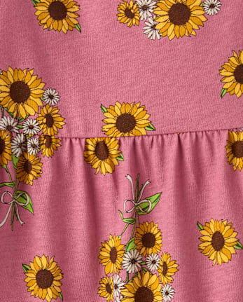 Girls Print Tiered Flutter Dress