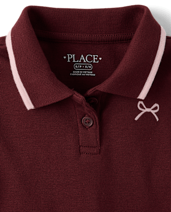 Girls Embroidered Icon Drop Waist Polo Dress