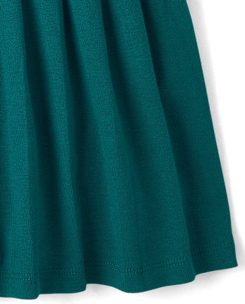 Girls Embroidered Icon Drop Waist Polo Dress - JADED TEAL CL