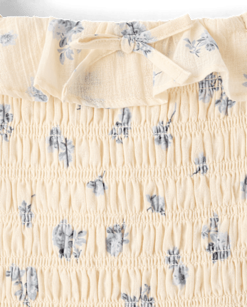 Robe à smocks texturée à fleurs pour filles