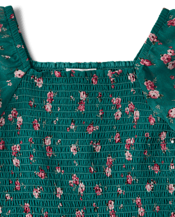 Girls Floral Chiffon Flounce Dress