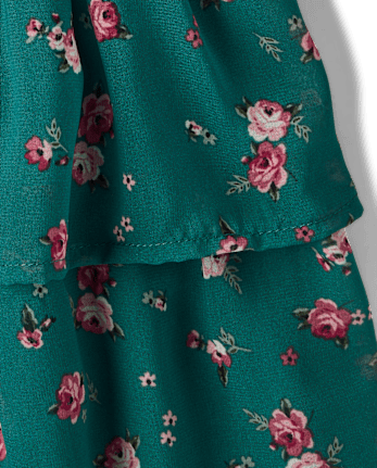 Girls Floral Chiffon Flounce Dress