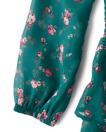 Girls Floral Chiffon Flounce Dress