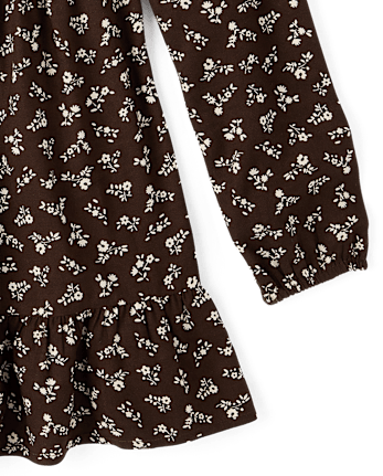 Girls Floral Ruffle Dress - FUDGE