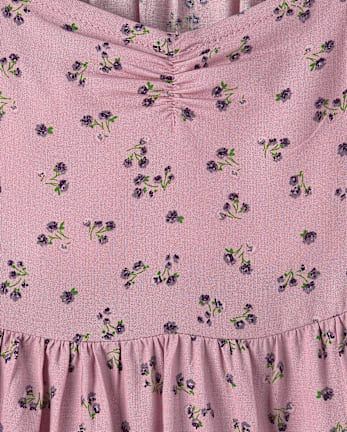 Girls Floral Ruffle Dress - ANTIQUE IRIS CL