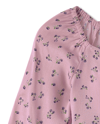 Girls Floral Ruffle Dress - ANTIQUE IRIS CL
