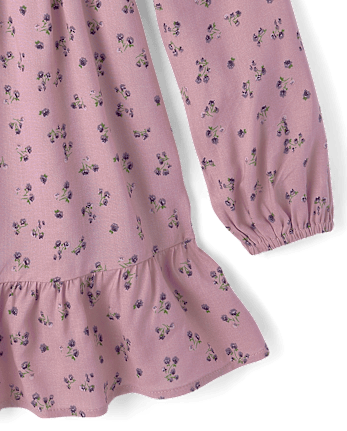 Girls Floral Ruffle Dress - ANTIQUE IRIS CL