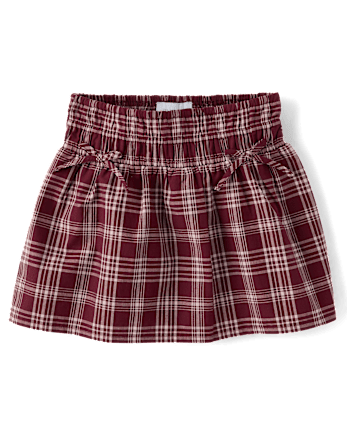 Girls Plaid Smocked Poplin Skort