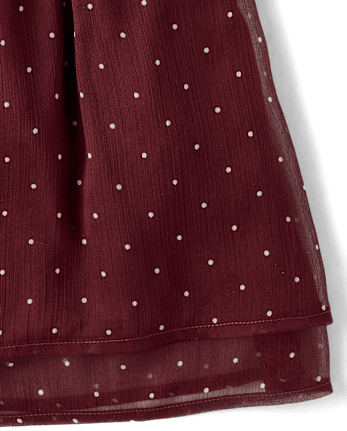 Girls Polka Dot Chiffon Flutter Dress - BITTERSWEET
