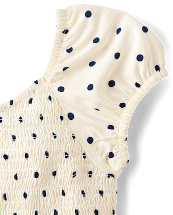 Girls Print Smocked Ruffle Dress