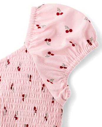 Girls Print Smocked Ruffle Dress