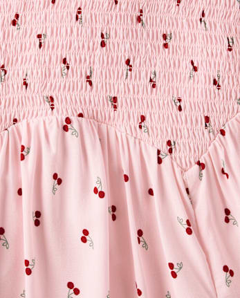 Girls Print Smocked Ruffle Dress