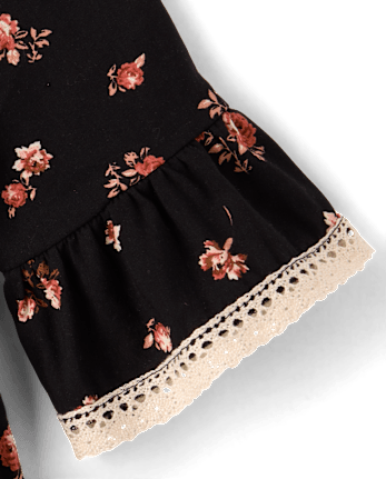 Girls Floral Bell Sleeve Dress