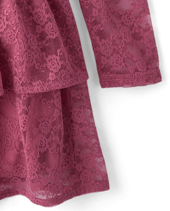 Girls Tiered Lace Dress - VINTAGE ROSE CL