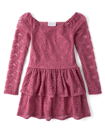 Girls Tiered Lace Dress