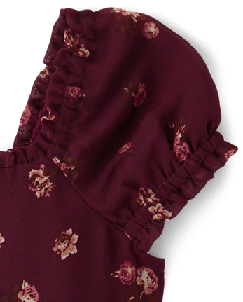 Girls Floral Chiffon Hanky Hem Dress