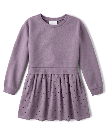 Girls Heart Sweatshirt Dress