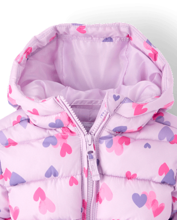 Doudoune à capuche imprimée pour petites filles