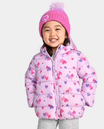 Doudoune à capuche imprimée pour petites filles