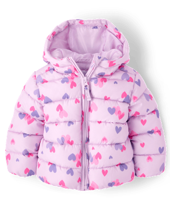 Toddler Girls Print Hooded Puffer Jacket