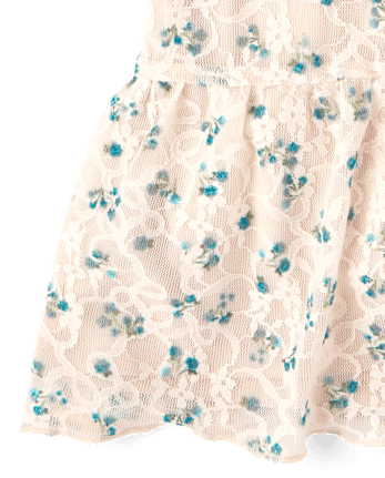 Girls Floral Lace Hanky Hem Top