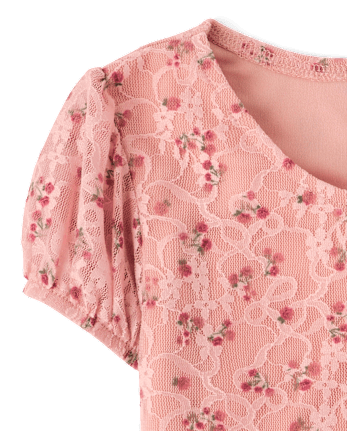 Girls Floral Lace Hanky Hem Top
