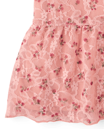 Girls Floral Lace Hanky Hem Top