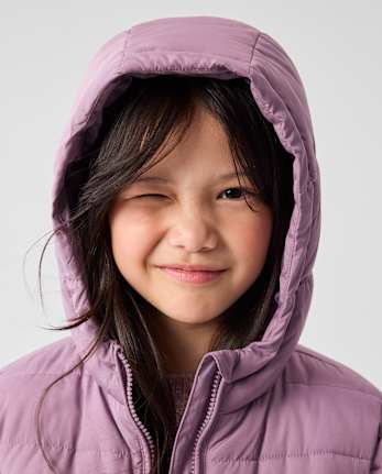 Girls Quilted Hooded Puffer Jacket