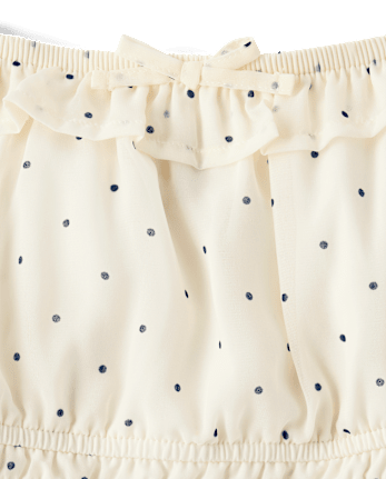 Girls Polka Dot Chiffon Flutter Top