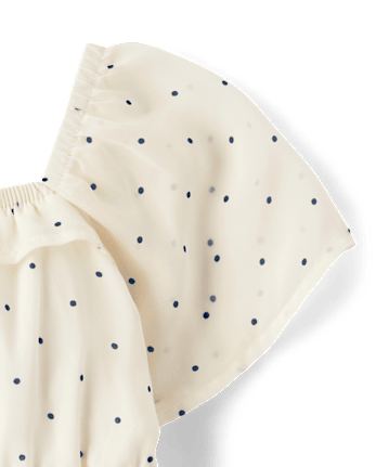 Girls Polka Dot Chiffon Flutter Top