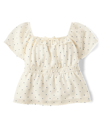 Girls Polka Dot Chiffon Flutter Top