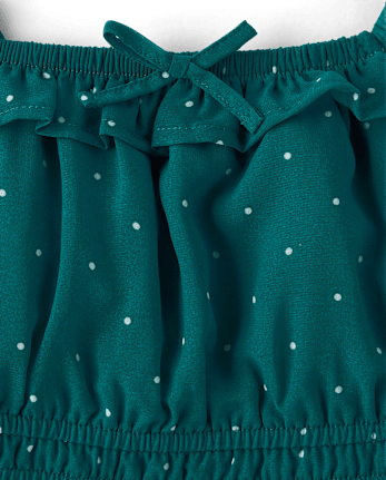 Girls Polka Dot Chiffon Flutter Top