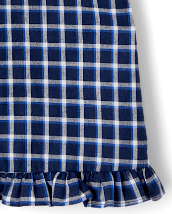 Girls Plaid Ruffle Poplin Blouse