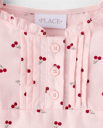 Girls Cherry Ruffle Poplin Blouse