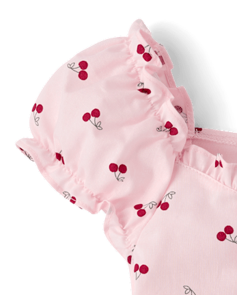 Girls Cherry Ruffle Poplin Blouse