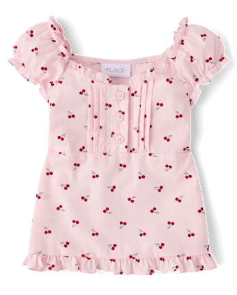 Girls Cherry Ruffle Poplin Blouse