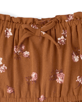 Girls Floral Textured Puff Sleeve Top