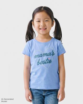 T-shirt graphique « Meilleure amie de maman » pour bébés et petites filles - BRIGHT SKY CL