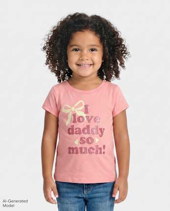 T-shirt graphique pour bébés et petites filles qui aiment papa - ROSE PETAL