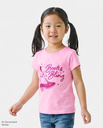 Baby And Toddler Girls Cowgirl Boots Graphic Tee - CHARISMA