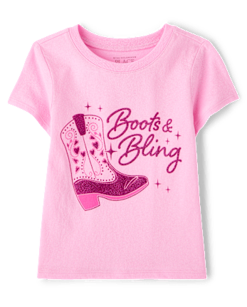Baby And Toddler Girls Cowgirl Boots Graphic Tee