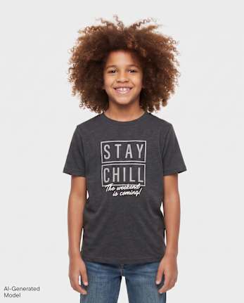 Boys Stay Chill Graphic Tee - S/D PITCH BLACK